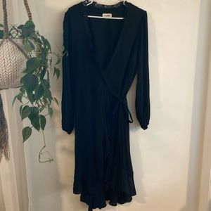 Black wrap dress with lace detail